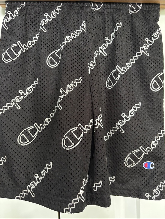 Champion Other - Champion Black Mesh Shorts with White Script Logos
